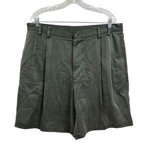 Cezani Mens Chino Shorts Stretch Pleated Slash Pockets Green Size W36*